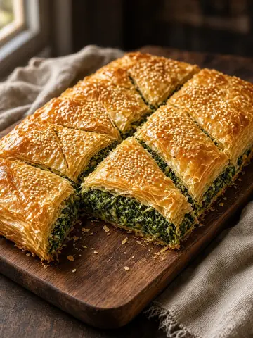 Vitrin'de ıspanaklı börek fotoğrafı için hazırlanmış Instagram gönderisi